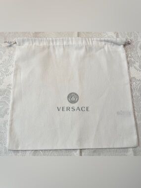 Versace White Drawstring Pouch with Versace Logo